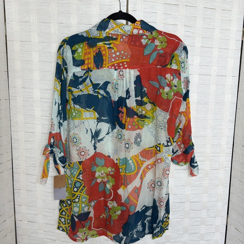 Hyo Vibrant Colored 3/4 Sleeve Button Down Collared Shirt (maybe XL see photo) - Picture 5 of 10